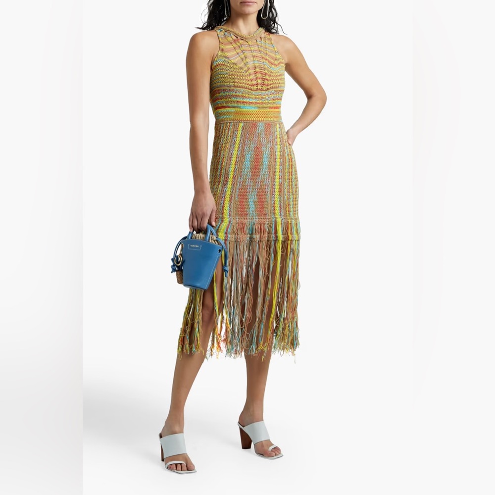 M MISSONI
Fringed crochet-knit cotton-blend midi dress size 44